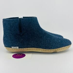 Glerups Women's Denim Blue Wool Leather Sole Slipper Boots Size 37 EU/ 7 US